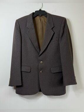 Vintage Austin-Hill Milano Brown Striped Mens Blazer Jacket 40S Dark Academia